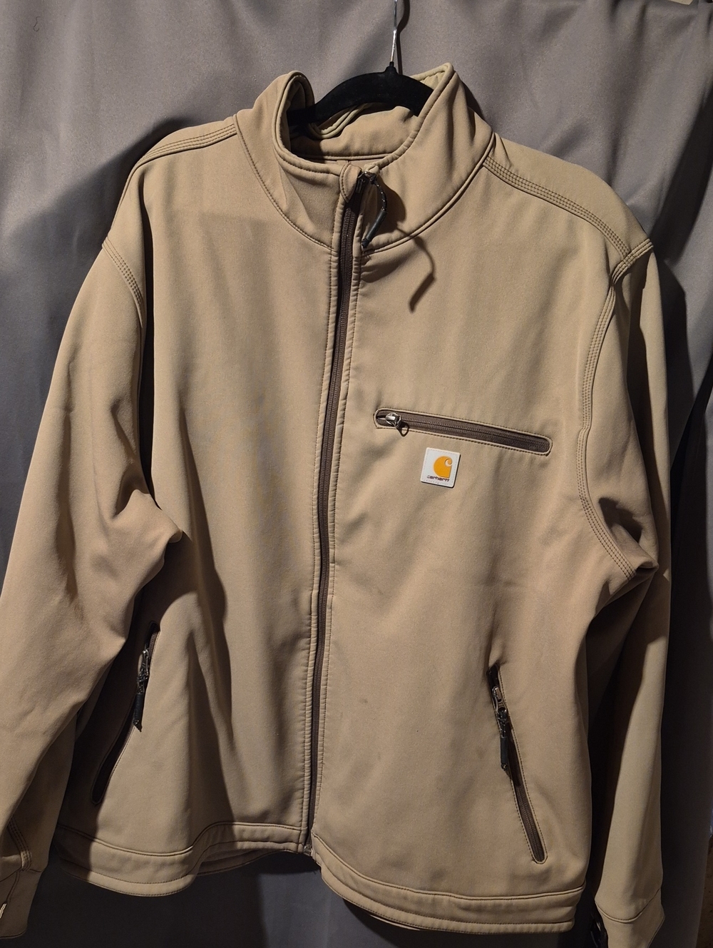 Carhartt Men's Khaki Zip-Front Soft Shell Jacket